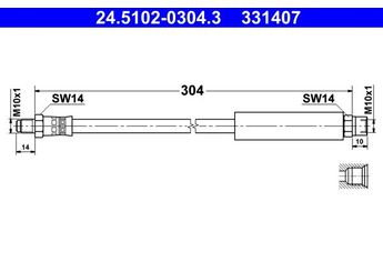 Fren Hortumu Arka Sağ veya Sol ATE 24.5102-0304.3  34321159890 34321154327 34 32 1 154 327 34321154904 34 32 1 154 904 34 32 1 159 890