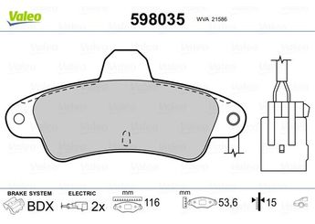 Fren Disk Balata Arka VALEO 598035  1129985 1129986 1204850 1504143 1672939 6669780 7153477 93BB2008BA 93BB-2008-BA 93BB2M008BB 93BB-2M008-BB XS712M008BD XS71-2M008-BD XS712M008BE XS71-2M008-BE