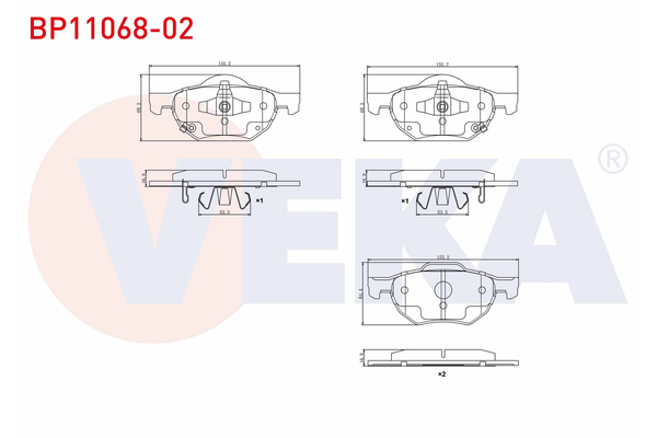Fren Disk Balata Ön Honda Accord Tourer (CN/CM)(01.2003->)  VEKA BP11068-02