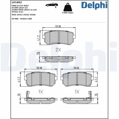Fren Disk Balata Arka Hyundai Accent Era (MC)(2006->)  DELPHI LP1952