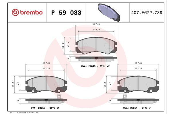 Fren Disk Balata Ön Opel Frontera B (1998->)  BREMBO P 59 033