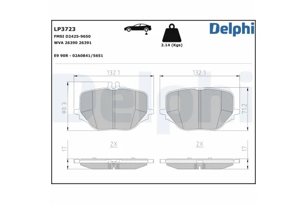 Fren Disk Balata Arka Mercedes S -Serisi Sedan (BM 223)(09.2020->)  DELPHI LP3723