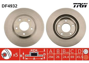 Fren Disk Ayna Ön Sağ ve Sol BLUE PRINT ADC443123  ADC443123 4615A075 4615A117 2AMV5514AA 5105514 5105514AA 1607500580 16 075 005 80 1610623080 16 106 230 80 K05105514AA 4615A178