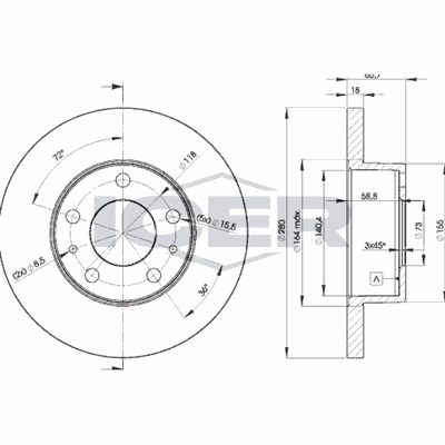 Fren Disk Ayna Ön Sağ ve Sol Citroen Jumper P.Van (Genis Hacim)(02.1998->)  MGA 50180