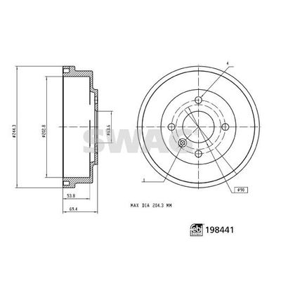 Kampana Arka Sağ veya Sol Ford Fiesta (CE1)(2017->)  SWAG 33 11 3016