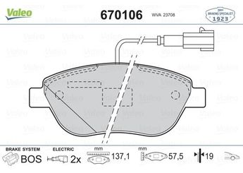 Fren Disk Balata Ön VALEO 670106  71770094 71770106 77365468 1605268 95518218 5741585 5743721 77365026 77366530 71770046 71770116 77364599 77365716 77365810 77367327 95599885