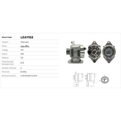 Alternatör  Chrysler Voyager (GS/ GH)(1996->)  LUCAS ELEKTRIK LEA1102