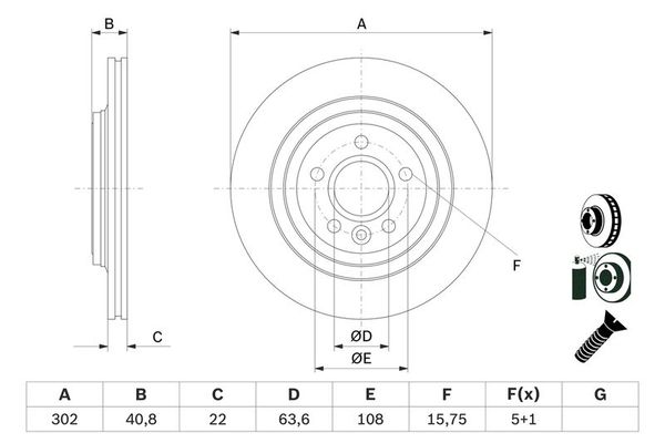 Fren Disk Ayna Arka Sağ ve Sol Volvo XC70 (04.2007->)  BOSCH 0 986 479 E85