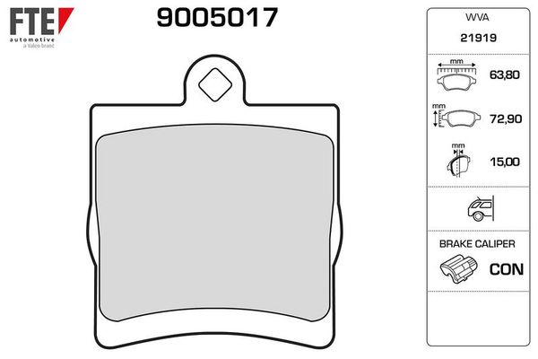 Fren Disk Balata Arka Chrysler Crossfire (2003->)  FTE 9005017