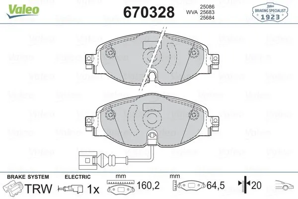 Fren Disk Balata Ön Volkswagen T-Roc (A11)(09.2017->2021)  VALEO 670328