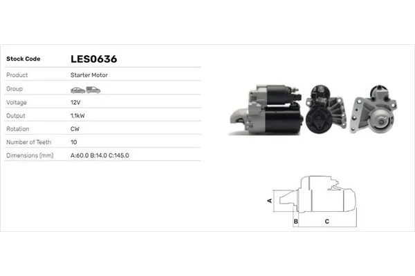 Marş Dinamosu  Citroen C4 X / Ë-C4 X (11.2022->)  LUCAS ELEKTRIK LES0636