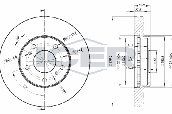 Fren Disk Ayna Ön Sağ ve Sol Nissan X-Trail (T30)(06.2001->)  MAHER 03751