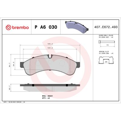Fren Disk Balata Arka Iveco Daily P.Van (2011->)  BREMBO P A6 030