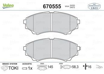 Fren Disk Balata Ön VALEO 670555  3M352001BA 1356600 1360290 1891191 3M352001AA 4432201 4432234 1454544 2218086 2M342001CB 2M34-2001-CB ME2M3J2001CB ME2M3J-2001-CB UHY13323ZD UHY1-33-23ZD UHY13323ZE UHY1-33-23ZE UJY63323Z UJY6-33-23Z UMY13323ZA UMY1-33-23ZA UMY13328ZA UMY1-33-28ZA UMY13328ZB UMY1-33-28ZB UMY43323Z UMY4-33-23Z UMY43328Z UMY4-33-28Z UMY43328Z9C UMY4-33-28Z9C