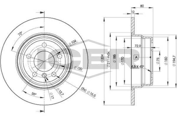 Fren Disk Ayna Arka Sağ ve Sol BMW X5 Serisi (E53)(2000->)  WALBURG WBD1530C