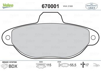 Fren Disk Balata Ön VALEO 670001  77362479 5892737 6001073134 71769056 71770985 71772530 77362185 77362245 77362267 77362345 77364636 77365191 77365337 9947976 9948045 9948054 9949183 1736940 1778385 ME9S5J2K021BA ME9S5J-2K021-BA ME9S5J2K021BB ME9S5J-2K021-BB 71737179 77362248 9947468