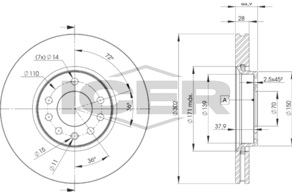 Fren Disk Ayna Ön Sağ ve Sol Saab 9-3 Cabriolet (2008->)  MAGNETI MARELLI 360704016500