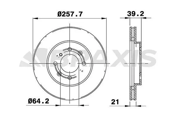 Fren Disk Ayna Ön Sağ ve Sol Honda Jazz (GD1/5)(01.2002->)  BRAXIS AE0207