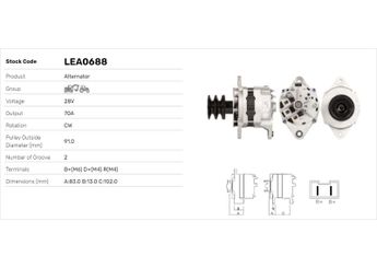 Alternatör  LUCAS ELEKTRIK LEA0688  3Y8200 5A8908