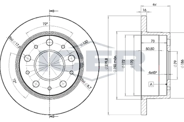 Fren Disk Ayna Arka Sağ ve Sol Peugeot Boxer (335) P.Van, Camlı (H2) Aks:3450mm (2007->)  AYD 50336