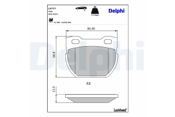 Fren Disk Balata Arka Land Rover Defender (LD)(05.1996->09.2002)  DELPHI LP777