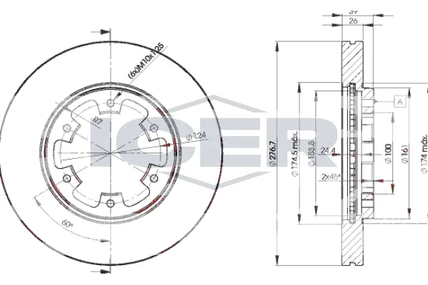 Fren Disk Ayna Ön Sağ ve Sol Nissan Pickup (D21)(09.1985->)  KALE BALATA TFD00261