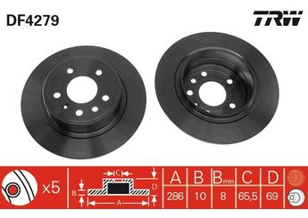 Fren Disk Ayna Arka Sağ ve Sol TRW DF4279  12763591 4907523 5057476 5391537