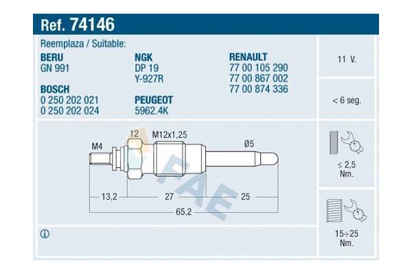Isıtma Bujisi  Renault Clio I Faz III (04.1996->)  SVAC SV101