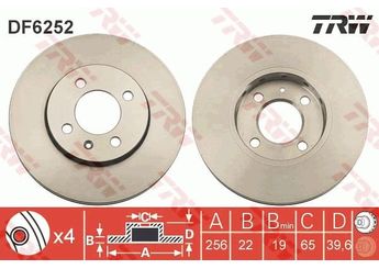 Fren Disk Ayna Ön Sağ ve Sol TRW DF6252  1S0615301H 1S0615301 1S0 615 301 1S0 615 301 H 1S0615301L 1S0 615 301 L 1S0615301J 1S0 615 301 J