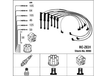 Buji Kablosu  NGK 9890  8BGP18140A 8BGP-18-140A 8BGP18140B 8BGP-18-140B KF0118150B KF01-18-150B ZE3118140