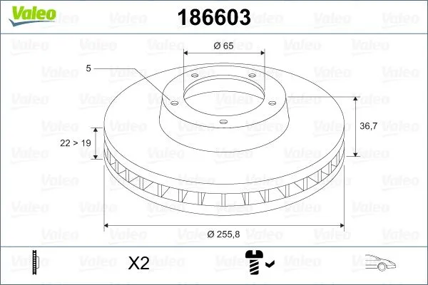 Fren Disk Ayna Ön Sağ ve Sol Volkswagen Fox (5Z1)(04.2005->2011)  VALEO 186603