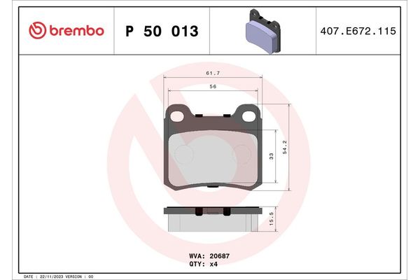 Fren Disk Balata Arka BREMBO P 50 013