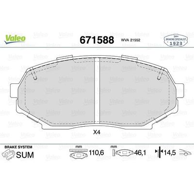 Fren Disk Balata Ön Mazda MX-5 (NA)(09.1989->)  VALEO 671588