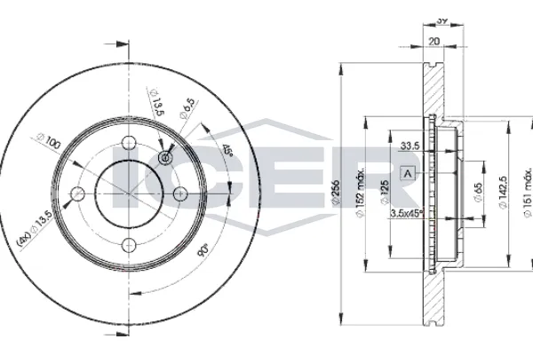 Fren Disk Ayna Ön Sağ ve Sol Volkswagen Jetta II (165/167)(01.1984->1992)  AYD 50265