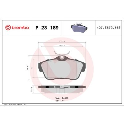 Fren Disk Balata Arka BREMBO P 23 189