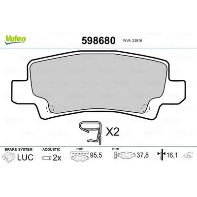 Fren Disk Balata Arka Toyota Corolla (E12)(2002->)  VALEO 598680