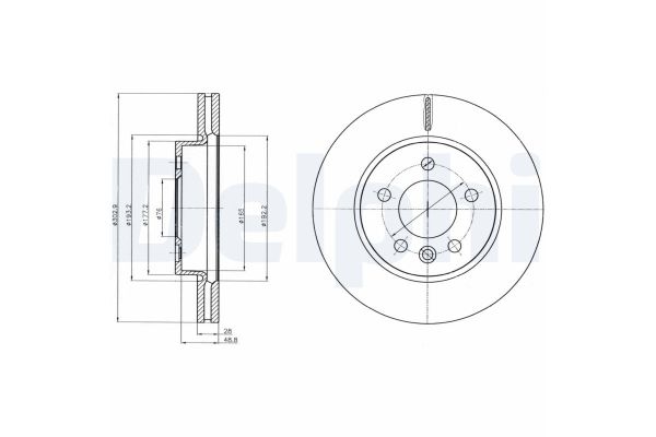 Fren Disk Ayna Ön Sağ ve Sol Volkswagen Amarok (2HA/2HB/S1B)(03.2010->2016)  DELPHI BG4343C