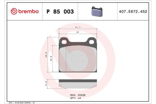 Fren Disk Balata Ön Volkswagen Jetta I (161/163)(08.1979->1981)  BREMBO P 85 003