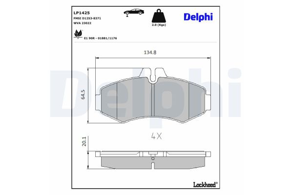 Fren Disk Balata Ön Mercedes V -Sınıfı (638)  DELPHI LP1425