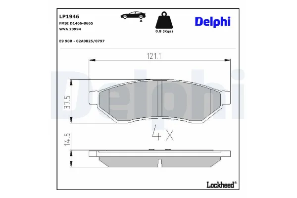 Fren Disk Balata Arka Chevrolet Evanda (2005->)  DELPHI LP1946