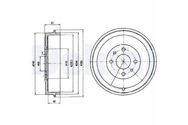 Kampana Arka Sağ veya Sol Fiat Multipla (186)(01.1999->)  DELPHI BF379