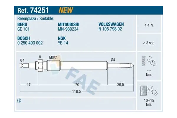 Isıtma Bujisi  Audi A3 Sportback (8PA)(09.2004->)  MGA 10005