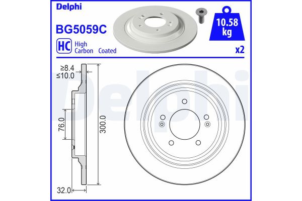 Fren Disk Ayna Arka Sağ ve Sol Kia Optima Sportswagon (JF)(2016->)  DELPHI BG5059C