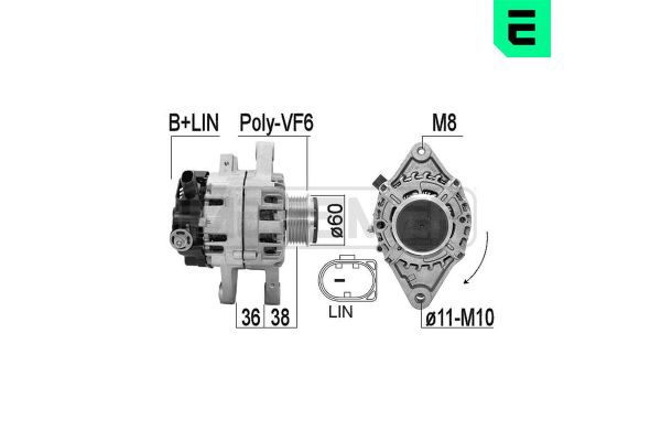 Alternatör  Peugeot 108 TOP (03.2014->)  ERA 209615