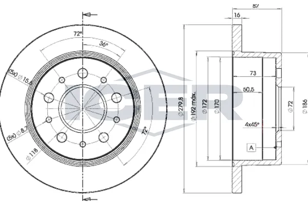 Fren Disk Ayna Arka Sağ ve Sol Peugeot Boxer (330) Kamyonet Aks:2850mm (2002->2006)  WALBURG WBD1014