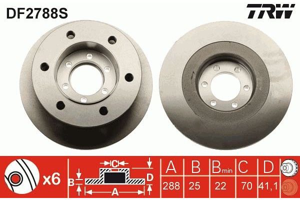 Fren Disk Ayna Ön Sağ ve Sol Iveco Daily Kamyonet / Devirmeli Kasalı (1999->)  TRW DF2788S
