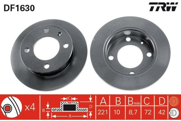 Fren Disk Ayna Ön Sağ ve Sol Ford Fiesta 3 Kapı/Express (1976->)  TRW DF1630