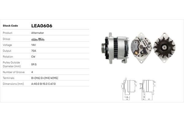 Alternatör  LUCAS ELEKTRIK LEA0606