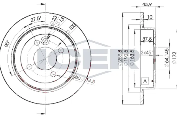 Fren Disk Ayna Arka Sağ ve Sol MINI Mini (R50,R53)(2001->)  AYD 50188