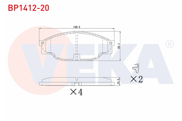 Fren Disk Balata Ön Toyota Hilux (N85/145/150)(1989->)  VEKA BP1412-20